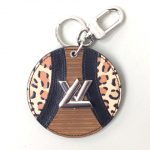LOUIS VUITTON キーリング チャーム ポルトクレパッチワークLV レオパード ブラウン MP2125