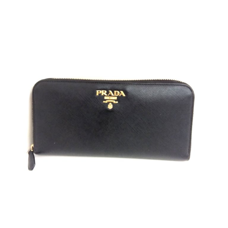 PRADA サフィアーノ ラウンドファスナー長財布 ブラック